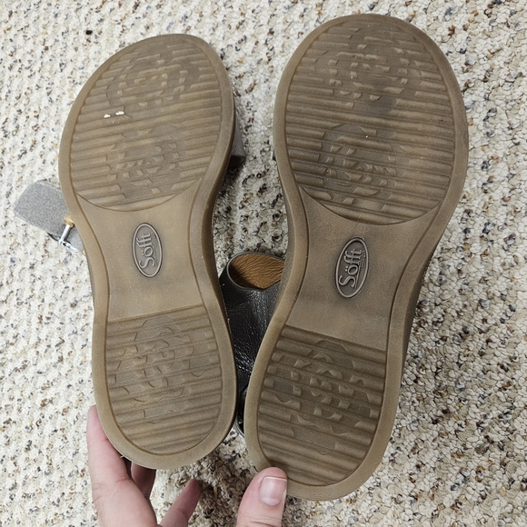 Sofft Bali Leather Sandal Shoes Women US 8.5 M EU 38 Silver Metallic Travel - Picture 5 of 7